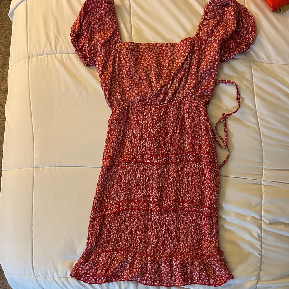 Elegant Red Floral Dress